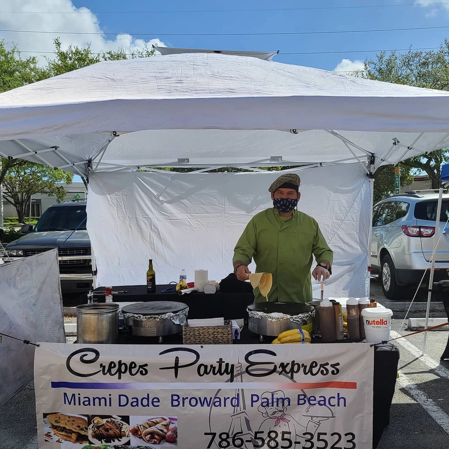 Crepes Party Express tent station set up outdoors